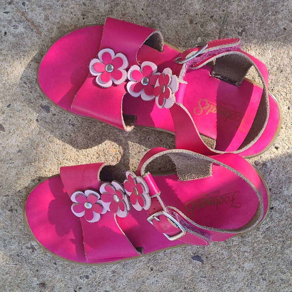 FootMates Pink Floral Leather Velcro Sandals